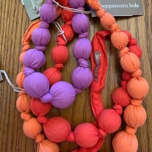 Peppercorn Kids necklace red beaded fabric NWT
